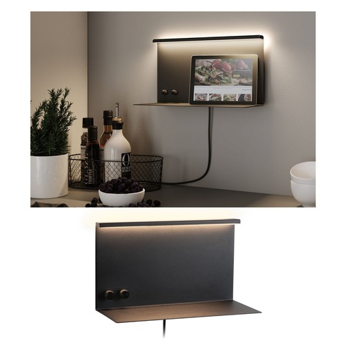 Dekorativní - P 96773 LED nástěnné svítidlo Jarina USB C 3000K / 230V 4,5 / 1x1,6W stmívatelné černá mat - PAULMANN - foto 1