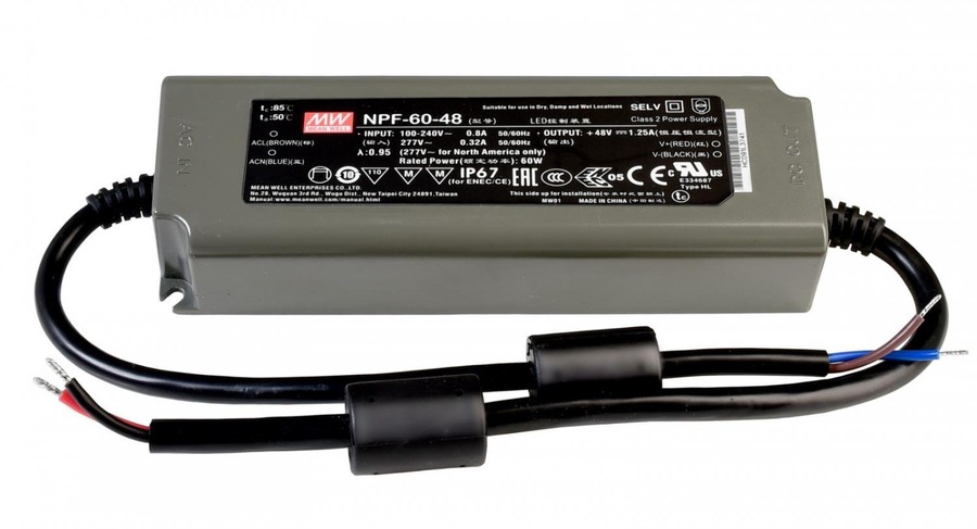 Stabilizované napětí - IMPR 872106 Meanwell napájení CV, NPF-60-48 konstantní napětí 0-1250 mA IP67 48V DC 60,00 W - DEKOLIGHT - foto 1
