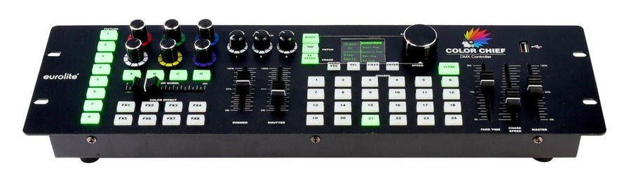 Ovladače pro vícebarevné LED pásky, RGB, RGBW - IMPR 843047 Eurolite řídící jednotka DMX LED Color Chief řídící jednotka 100-240V DMX512 240 CH  - LIGHT IMPRESSIONS - foto 1