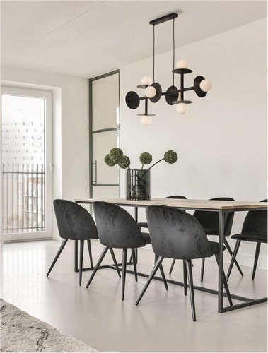 Podélná - NV 9043307 Závěsné svítidlo PIELO černý kov opálové sklo G9 8x5W 230V IP20 bez žárovky - NOVA LUCE - foto 1