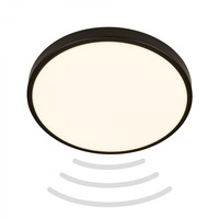 Kruhová - BRILO 3829015 BRILONER Chet LED stropní svítidlo IP54, 3m dosah čidla, pohybové čidlo, černá 3829015