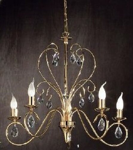 Vícečetná - OR LU 1658/5 GOLD Závěsné svítidlo 5xE14 zlato/křišťál 1A, průměr 68cm, výška 58 - ORION - foto 1