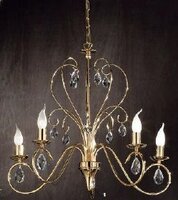 Vícečetná - OR LU 1658/5 GOLD Závěsné svítidlo 5xE14 zlato/křišťál 1A, průměr 68cm, výška 58 - ORION