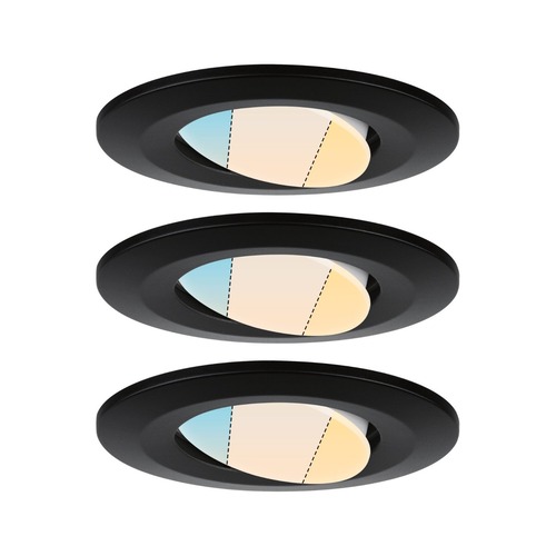 Koupelnová - P 93096 HomeSpa LED vestavné svítidlo Calla 3ks sada výklopné IP65 90mm 30° 3x5W 230V CCT černá mat - PAULMANN - foto 1