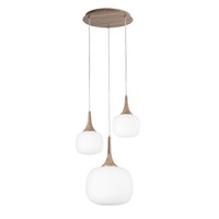 Dekorativní - FAN I-JAIPUR-S3-BCO Závěsné svítidlo Jaipur, bílé/dřevo, 1 x E27 + 2 x E14, 39 x 39 x 150 cm - FANEUROPE