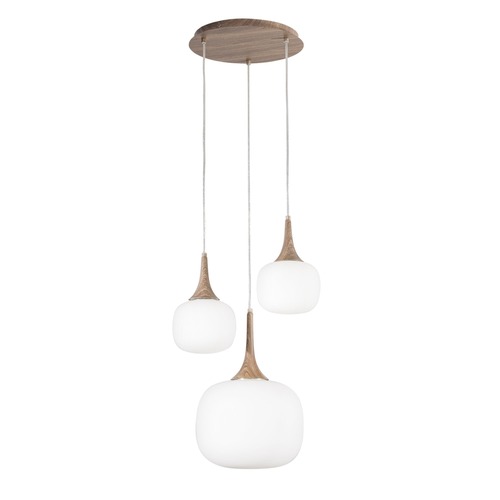 Dekorativní - FAN I-JAIPUR-S3-BCO Závěsné svítidlo Jaipur, bílé/dřevo, 1 x E27 + 2 x E14, 39 x 39 x 150 cm - FANEUROPE - foto 1