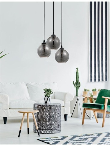 Vícečetná - NV 8436402 Závěsné svítidlo ADELINA kouřové sklo černý kov E27 3x12W 230V IP20 bez žárovky - NOVA LUCE - foto 1