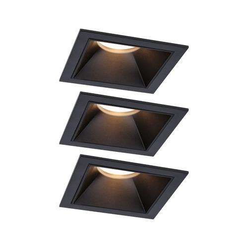 Koupelnová - P 93125 LED vestavné svítidlo 3-krokové-stmívatelné Cole Coin základní sada IP44 hranaté 88x88mm Coin 3x6W 230V stmívatelné 2700K černá - PAULMANN - foto 1