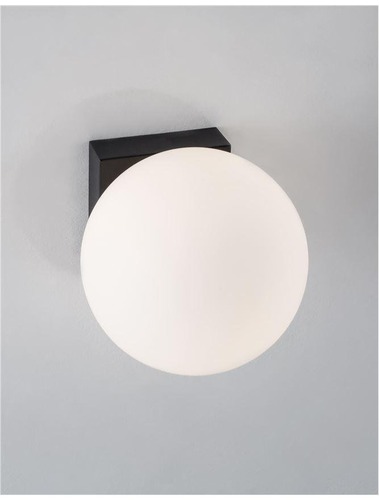 Dekorativní - NV 9919601 Nástěnné svítidlo JOLINE černý kov a hliník bílé opálové sklo vypínač na těle LED 1x6W 230V 3200K IP20 - NOVA LUCE - foto 1