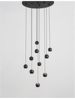 Vícečetná - NV 9303952 Závěsné svítidlo NOCCI černý hliník černý kabel LED 10x4.5W 230V 3000K IP20 - NOVA LUCE