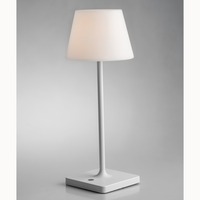 Na stůl - FAN LED-JAMMIN-L-BCO Nabíjecí venkovní stolní svítidlo JAMMIN bílá, kov, LED 2,2 W, 60 lm, 3000 K, stmívatelné, IP54, 39 x 15 cm - FANEUROPE