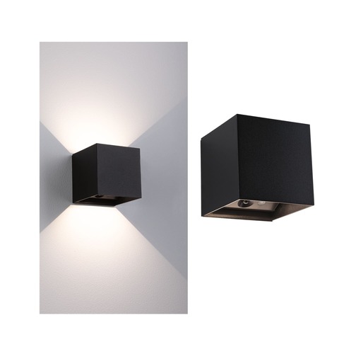 Nepřímé osvětlení - P 71282 LED nabíjecí nástěnné svítidlo Nyara IP44 3000K 100x100mm 2x1W černá - PAULMANN - foto 1