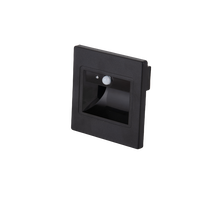 LED krokové svetlá - LED krokové světlo čtverec 1W 3000K IP20 černá + senzor