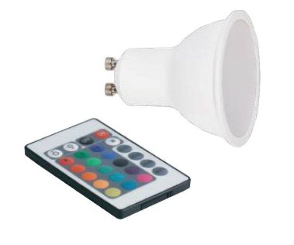 GU10/GZ10 - FAN KLASSIC-GU10-RGBW Žárovka LED GU10, 5 W, 400 lm, RGB + 4000 K, 38 °, 50 x 56 mm, 15 000 h, CRI 80, dálkový ovladač - FANEUROPE - foto 1