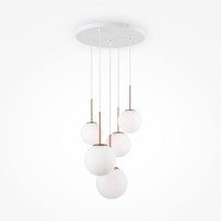 Vícečetná - M MOD321PL-05G Závěsné svítidlo Basic form E14 5x40W bílá/zlatá kov/sklo - MAYTONI