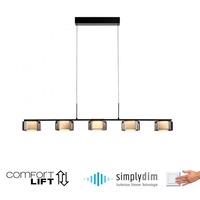 Podélná - PN 2116-18 LED závěsné svítidlo RIKA černá stmívatelné nastavitelná výška paměťová funkce SimplyDim 3000K - PAUL NEUHAUS