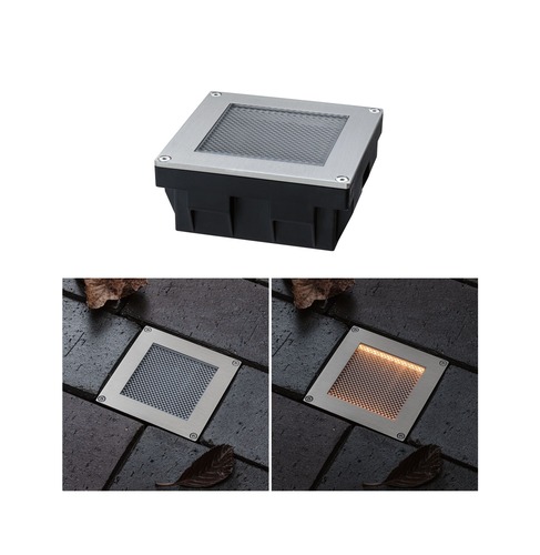 Zapuštěná - P 95743 Solární LED zemní svítidlo Sorea soumrakový senzor IP67 hranaté 100x100mm 2200K 0,1W 5lm 3,7V kov kartáčovaný ABS/polykarbonát/ocel - PAULMANN - foto 1