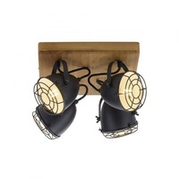 Bodová - LD 15174-18 BEETLE Nástěnné svítidlo retrolook vintage dřevo / kov, 4-ramenné, černá - LEUCHTEN DIREKT / JUST LIGHT