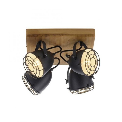 Bodová - LD 15174-18 BEETLE Nástěnné svítidlo retrolook vintage dřevo / kov, 4-ramenné, černá - LEUCHTEN DIREKT / JUST LIGHT - foto 1