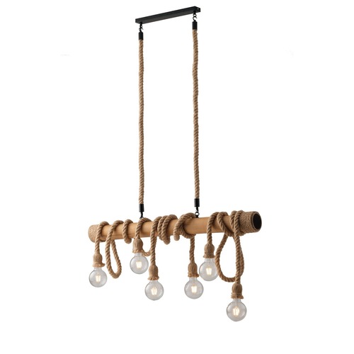 Dekorativní - FAN I-ROPE-S6 Závěsné svítidlo Rope černá, 6xE27, 100 x 150 cm - FANEUROPE - foto 1
