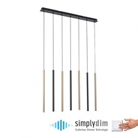 Vícečetná - PN 2117-18 FLUTE LED závěsné svítidlo černá matná mosaz 7 ramenné stmívatelné paměťová funkce SimplyDim 3000K - PAUL NEUHAUS