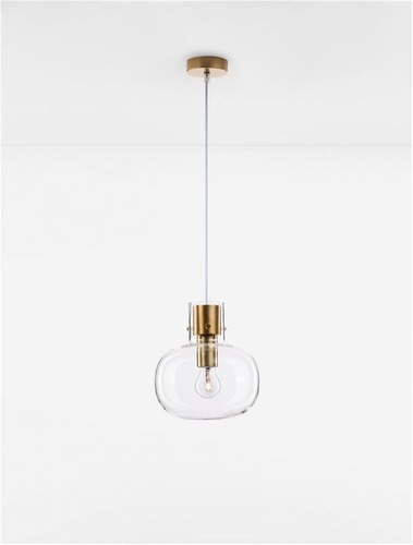 Koule - NV 9236600 Závěsné svítidlo CINZIA čiré sklo bílý kabel mosazný zlatý kov E27 1x12W 230V IP20 bez žárovky - NOVA LUCE - foto 1