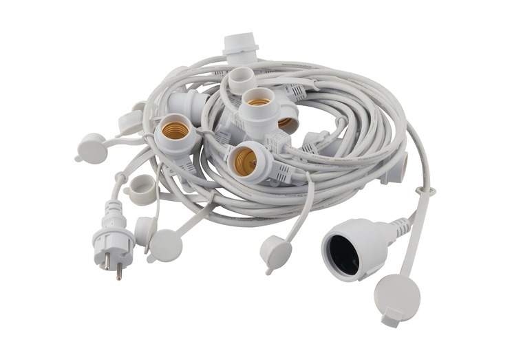 Světelné kabely - FAN I-PICNIC-E27-BCO Žárovková girlanda PICNIC, bílý, 10 x E27, IP44, s vidlicí Schuko, 10 m - FANEUROPE - foto 1