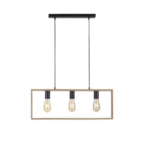 Podélná - LD 15652-18 FRANKY LED závěsné svítidlo, černá, dřevěný rám, kov, 3 ramenné - LEUCHTEN DIREKT / JUST LIGHT - foto 1