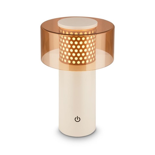 Stolní lampy dekorační - BRILO 7669014 Gila stolní lampa - 2,6W, 200lm, bezdrátová, LED, IP44, dotykový vypínač, stmívatelná, kávová/světlešedá - BRILO - foto 1