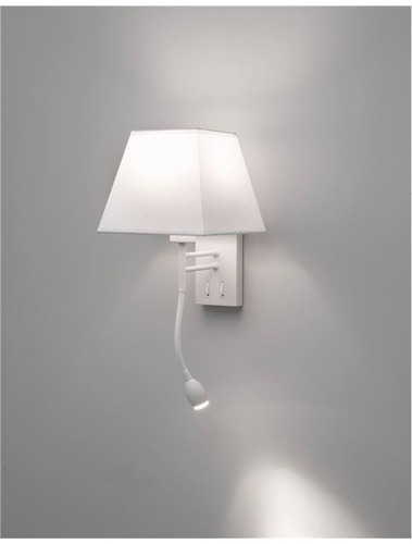 S ramenem - NV 8127401 Nástěnné svítidlo VALENCIA bílý hliník bílé stínidlo E27 1x40W LED 3W čtecí lampička / vypínač na těle - NOVA LUCE - foto 1
