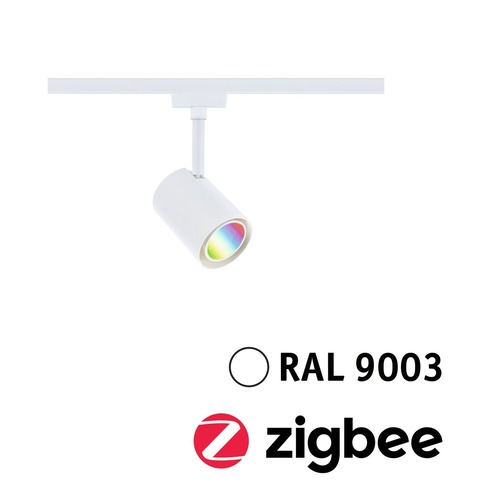 Svítidla - P 95663 URail LED lištový spot Smart Home Zigbee 3.0 Luxe GU10 4,8W RGBW+ stmívatelné 230V bílá - PAULMANN - foto 1