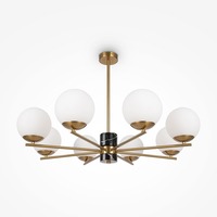 Dekorativní - M MOD187PL-08BS Závěsné svítidlo Marble E27 8x60W mosaz kov opálové sklo - MAYTONI