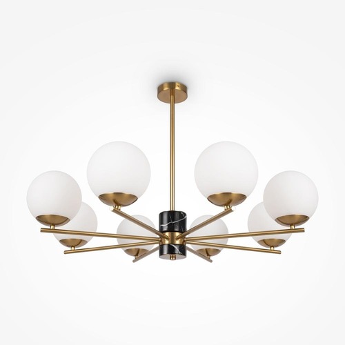 Dekorativní - M MOD187PL-08BS Závěsné svítidlo Marble E27 8x60W mosaz kov opálové sklo - MAYTONI - foto 1