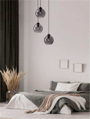 Vícečetná - NV 9241140 Závěsné svítidlo PALMER kouřové sklo černý kabel černá kovová základna E27 3x12W 230V IP20 bez žárovky - NOVA LUCE - foto 1