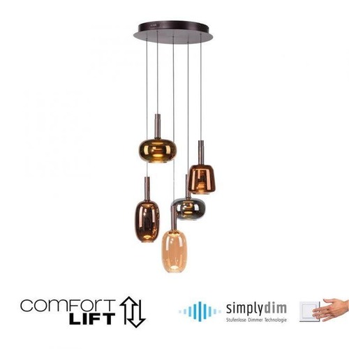 Dekorativní - PN 2682-70 IRIDES LED závěsné svítidlo 5 ramenné nastavitelná výška Comfort Lift paměťová funkce SimplyDim 3000K - PAUL NEUHAUS - foto 1