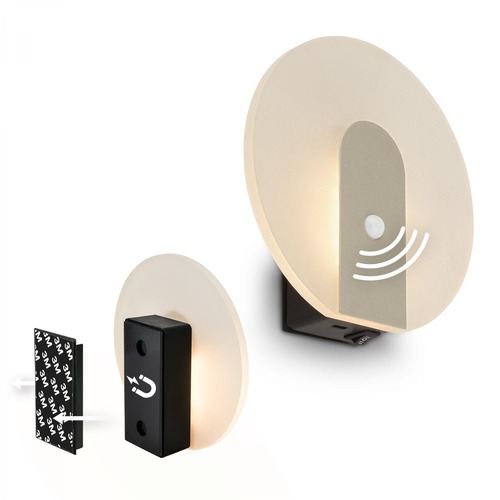 Nepřímé osvětlení - BRI 3889012 Taro nástěnné svítidlo - 2,5W, 100lm, bezdrátové, LED, s pohybové čidlo, matný nikl - BRILONER - foto 1