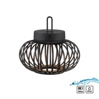 Na stůl - LD 19303-18 AKUBA LED stolní lampa průměr 25cm černá na baterie USB IP44 stmívatelné dotykem 2700K - JUST LIGHT