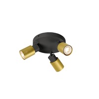 Bodová - LA 1008333 PURI 2.0 Tube nástěnné a stropní svítidlo, kulaté, 3 x max. 6W GU10, černá / zlatá - BIG WHITE (SLV)