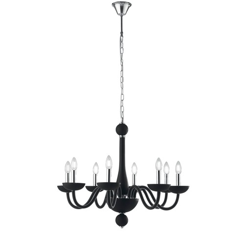Dekorativní - FAN I-ALFIERE/8 NERO Závěsné svítidlo Alfiere, černé/chrom, 8 x E14, 74 x 178 cm - FANEUROPE - foto 1