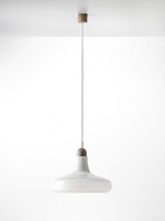 Dekorativní - BRO PC00911_013 Shadows XL, závěsné svítidlo, ručně foukané sklo, triplex opál / voskovaný dub / bílý kabel, prům. 39,5cm - BROKIS A