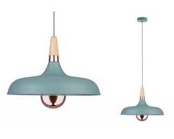 Kónická - P 79655 Závěsné svítidlo Neordic Juna 34cm zelená / měď / dřevo - PAULMANN