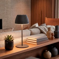Stolní lampy dekorační - BRILO 7552015 Nabíjecí stolní lampa Riffle Mini - 20 cm, 1,5W, 150lm, bezdrátová, LED, stmívatelné, dotykový vypínač, antracit - BRILO