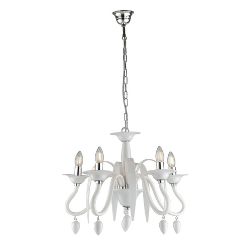 Dekorativní - FAN I-ESTEFAN-S5 BCO Závěsné svítidlo Estefan, bílé, 5 x E14, 53 x 180 cm - FANEUROPE - foto 1