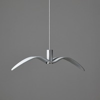 Dekorativní - BRO PC01112_005 Night Birds Exterior, závěsné svítidlo, 6,5W LED, opal / opaktní sklo / masiv, / stříbrný elox / kabel bílý, délka 73cm, IP54 - BROKIS A