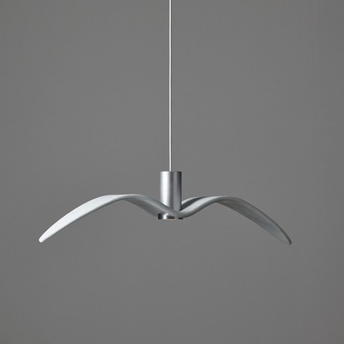 Dekorativní - BRO PC01112_005 Night Birds Exterior, závěsné svítidlo, 6,5W LED, opal / opaktní sklo / masiv, / stříbrný elox / kabel bílý, délka 73cm, IP54 - BROKIS A - foto 1