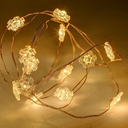 LED osvětlení na BATERIE - DLED BL33 DecoLED LED světelný řetěz na baterie - vločky, teplá bílá, 20 diod, 2,3 m - foto 1