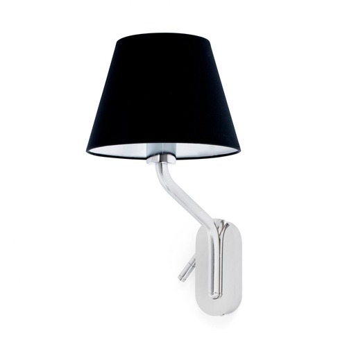 Dekorativní - FARO 24006-12 ETERNA pravá chrom/černá nástěnná lampa se čtecí lampičkou - FARO - foto 1