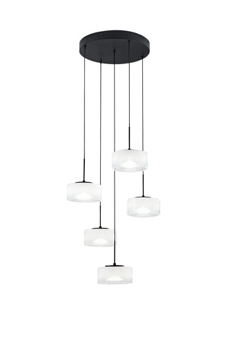 Vícečetná - FAN LED-EMILY-S5 Závěsné svítidlo Emily bílá, 5 závěsů, sklo + kov, 40 W, CCT 2700/3200/4000 K, pr. 44 x 150 cm - FANEUROPE - foto 1