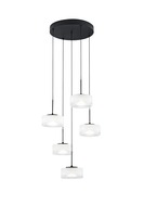 Vícečetná - FAN LED-EMILY-S5 Závěsné svítidlo Emily bílá, 5 závěsů, sklo + kov, 40 W, CCT 2700/3200/4000 K, pr. 44 x 150 cm - FANEUROPE