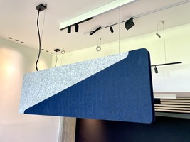 Podélná - BPM 230009.01.PN.53-54.BK.ATYP Závěsné svítidlo ACOUSTIC ALARIK SLIM LED černé / šedé 8W + 15W 4000K 48V DALI akustické - BPM